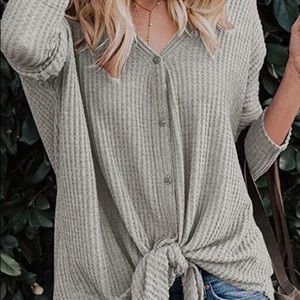 Khaki Cardigan Top Button